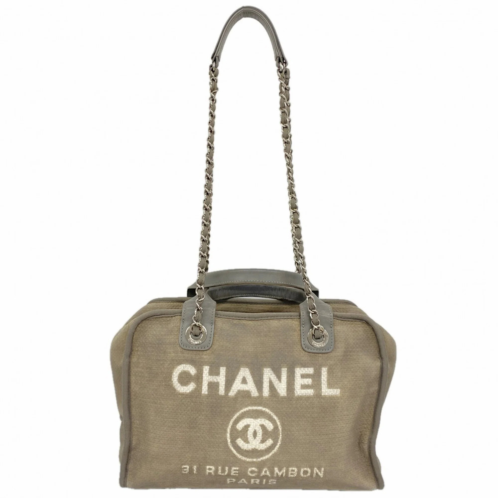 Chanel Deauville Canvas Handbag, Grey, 2-way Bag for Women